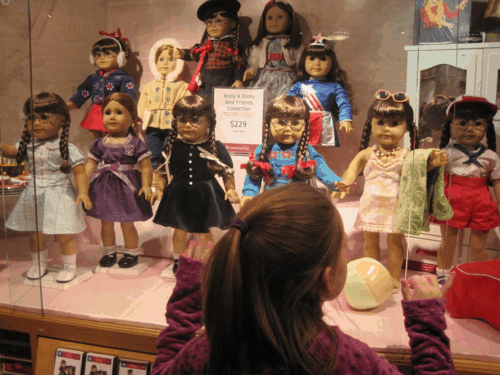 new york city-american girl place-doll displays