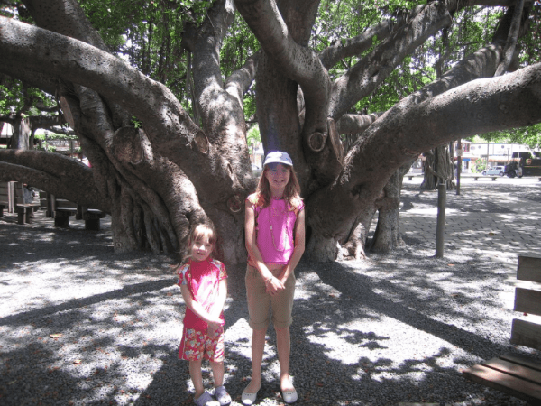 hawaii-maui-lahaina-girls with banyan tree