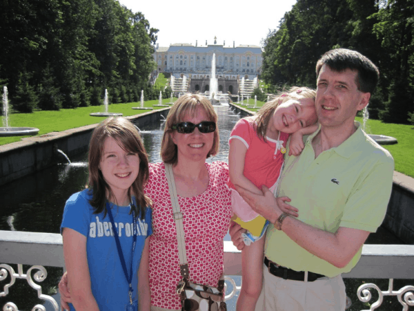 russia-peterhof palace-family in gardens