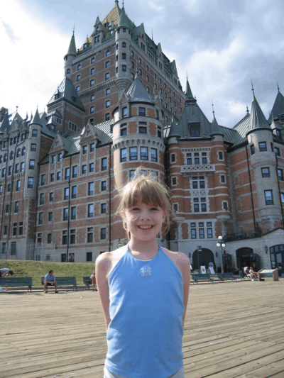 quebec city-chateau frontenac-girl on boardwalk