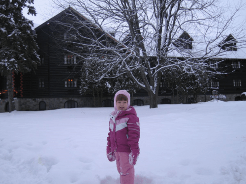 chateau montebello-playing in snow