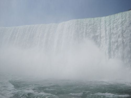 Close up view of Niagara Falls from Maid of the Mist