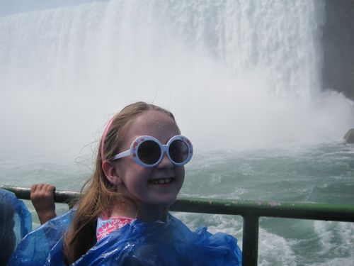 Young girl on Maid of the Mist approaching Horseshoe Falls