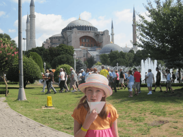 Eating simit in Istanbul, Turkey