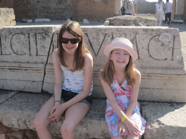 Italy-young girls at Pompeii