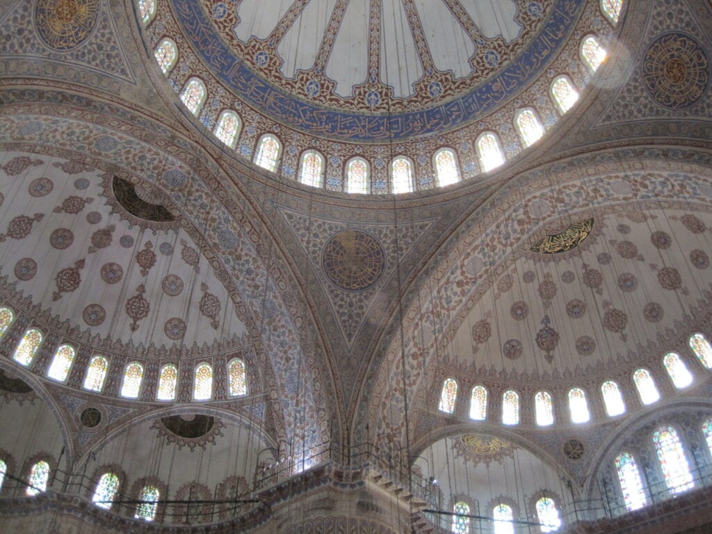 Tiled ceiling of the Blue Mosque in Istanbul.