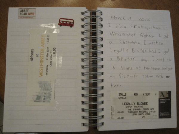 Kid's Travel journal - ticket stubs