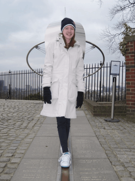 England-Greenwich-The Prime Meridian-young girl