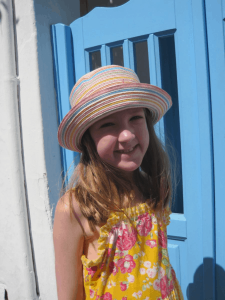 greece-girl on streets of Mykonos