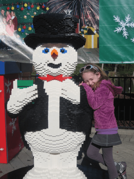 Legoland California-Emma and Lego Snowman