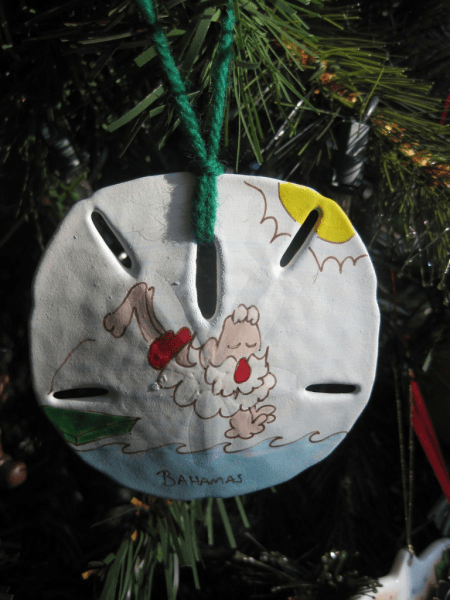 Bahamian Santa on a Sanddollar-Christmas ornament