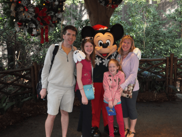 Family with Christmas Mickey Mouse at Animal Kingdom