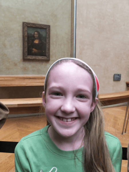 France-Paris-girl with the Mona Lisa
