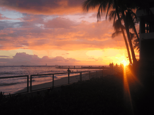 Hawaiian Sunset on Waikiki Beach