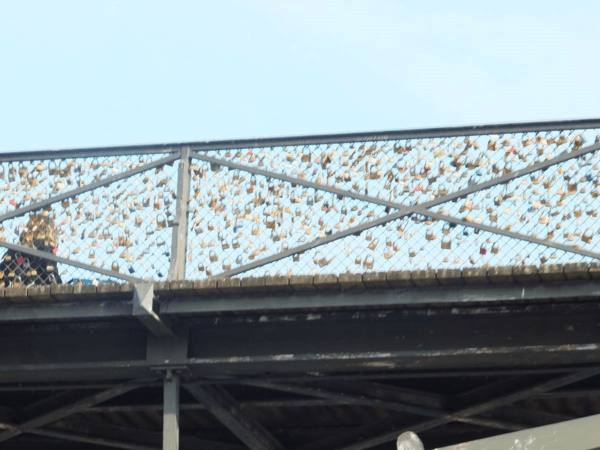 France-Paris-Love Locks - as seen from Seine