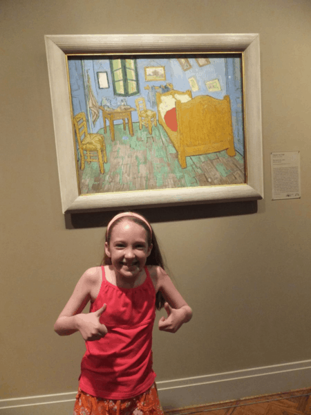 Art Institute of Chicago-girl with Van Gogh painting