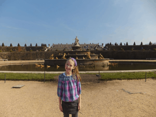 In front of Latone Fountain at Chateau de Versailles