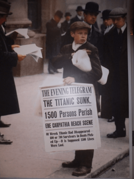 Titanic Exhibit - photo of newsboy-St. John's, Newfoundland