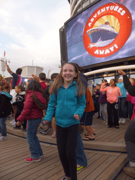 Dancing at the Disney Magic Sail Away deck party