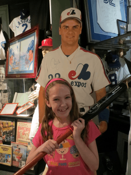 Checking out Larry Walker's bat at Canadian Baseball Hall of Fame