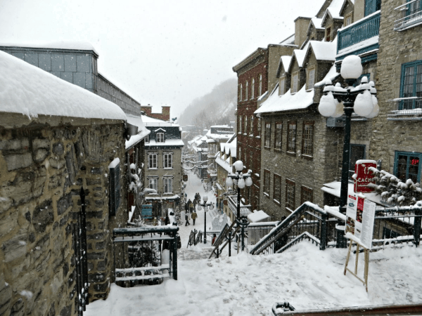 Quebec-view of Rue Petit Champlain-winter-ed