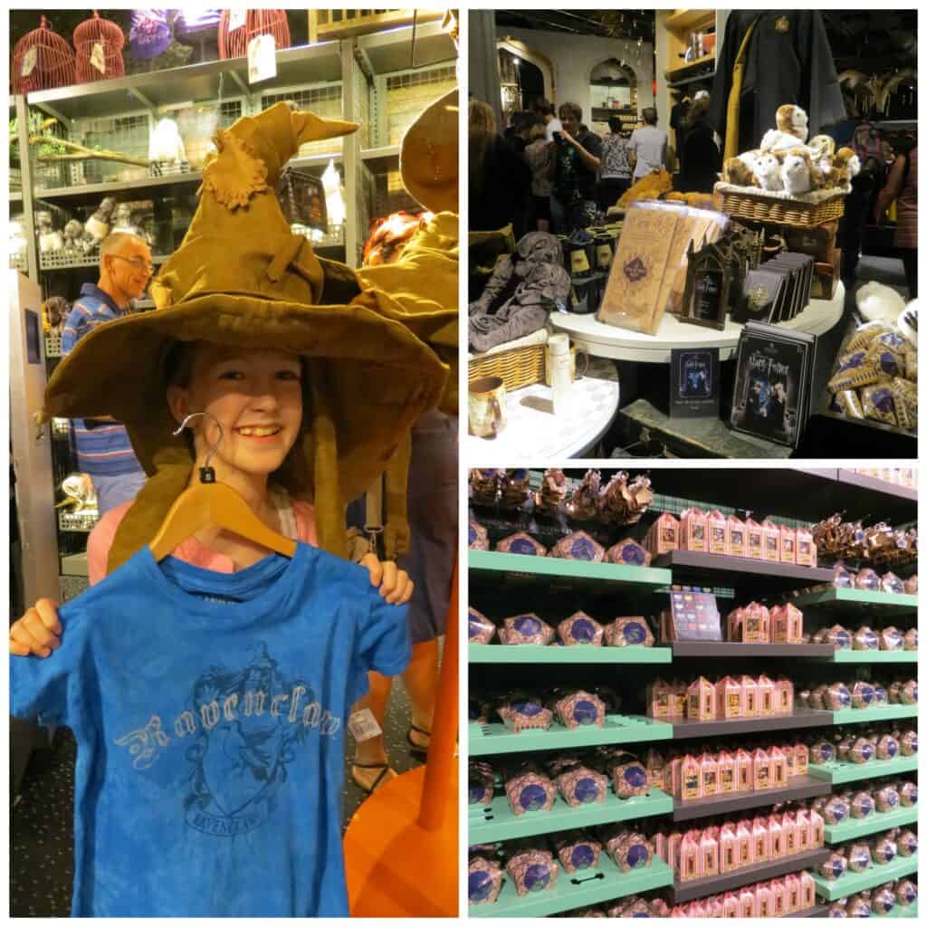 collage of photos of Studio Shop at the Making of Harry Potter.