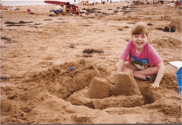 PEI-sandcastles on beach-2002