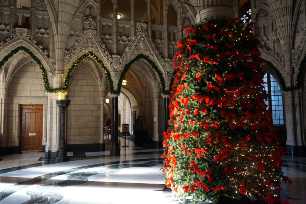 Ottawa-parliament hill-centre block-rotunda-confederation hall-christmas