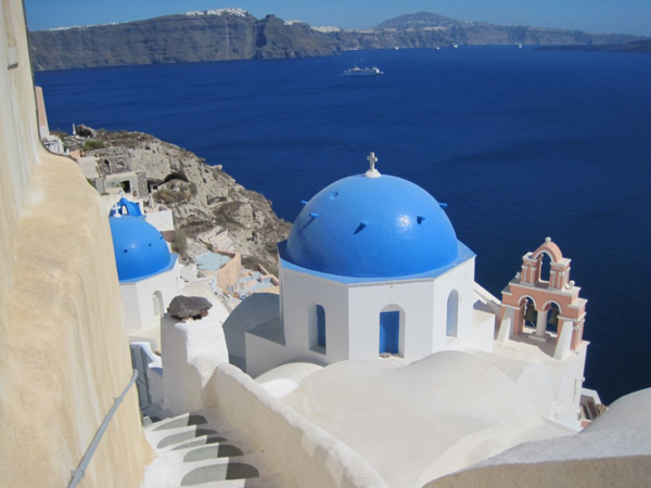 Greece-Santorini-Oia-Blue domed churches