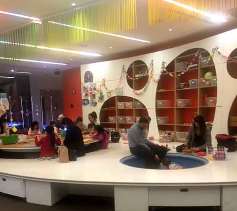 parents and kids in play centre at the AGO
