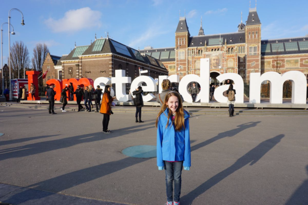 Netherlands-amsterdam-girl at iamsterdam sign