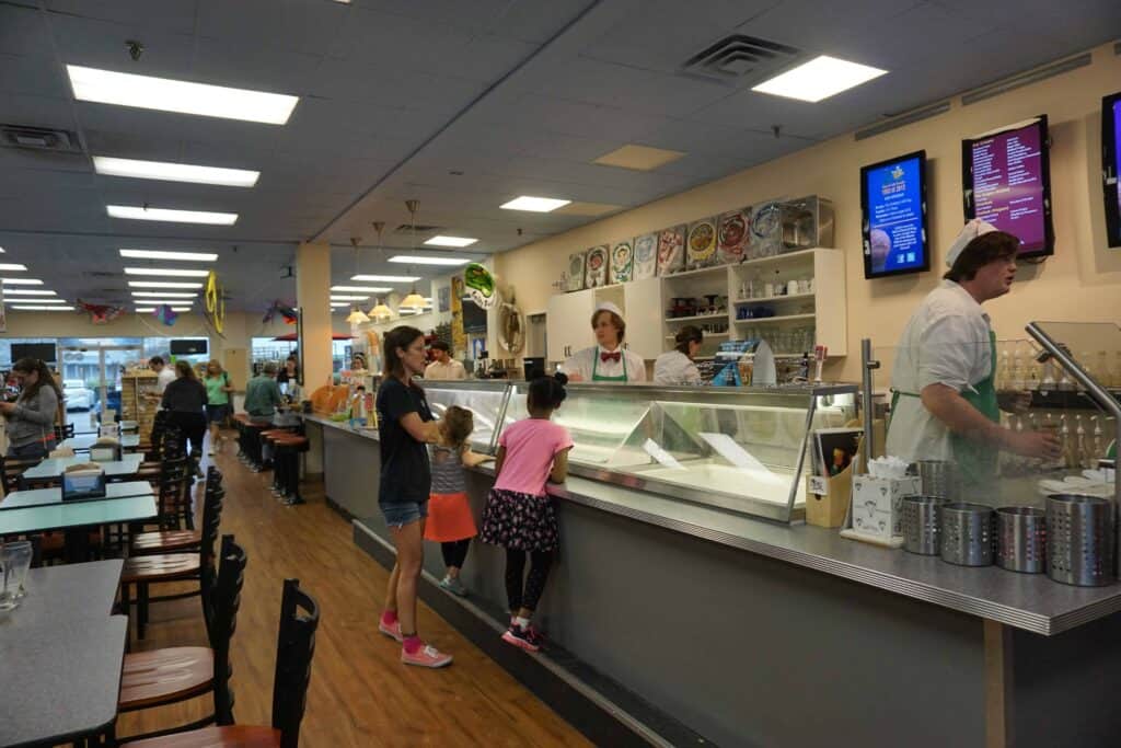 customers waiting at ice cream counter at Lofty Pursuits in Tallahassee.