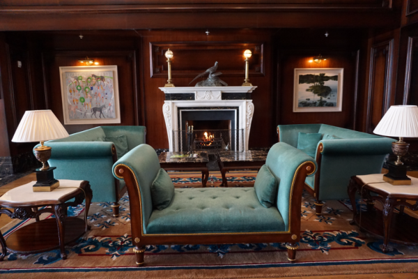 Ireland-powerscourt hotel-lobby fireplace