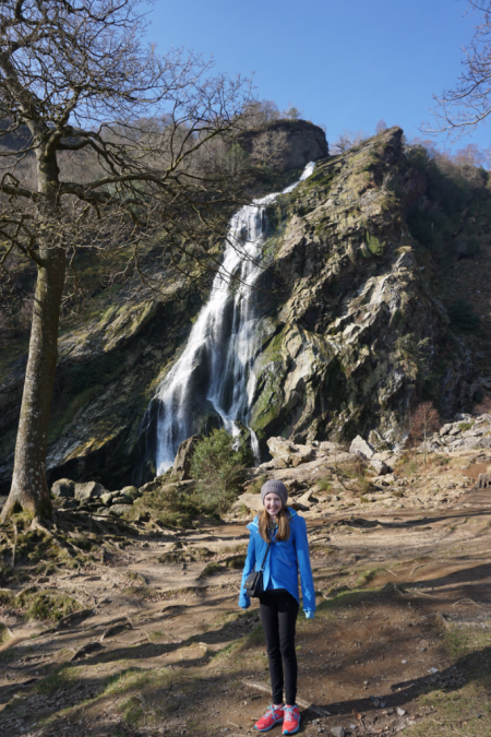 Ireland- girl at powerscourt waterfall