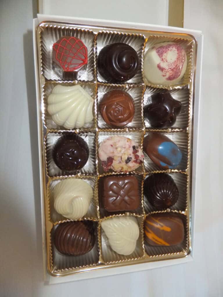 box of assorted artisanal chocolates from the Newfoundland chocolate Company.