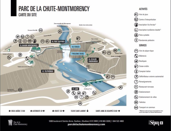 Montmorency Falls Park site map.