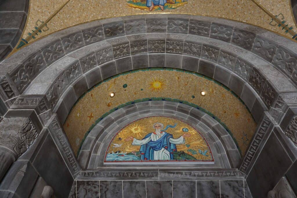 Tile work in the Basilica of Sainte-Anne-de-Beaupre in Quebec, Canada.