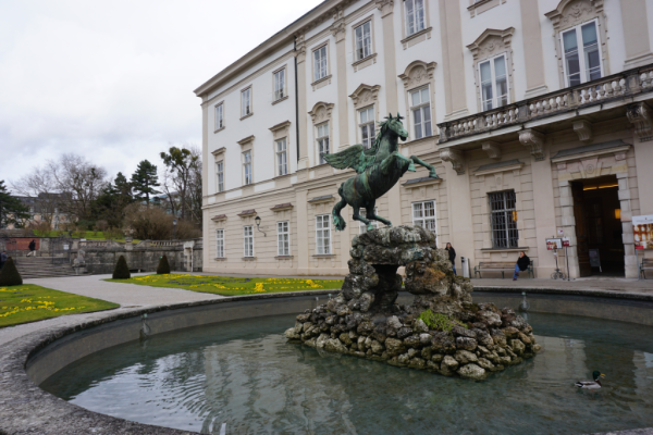 Austria-salzburg-sound of music tour-mirabell gardens pegasus statue