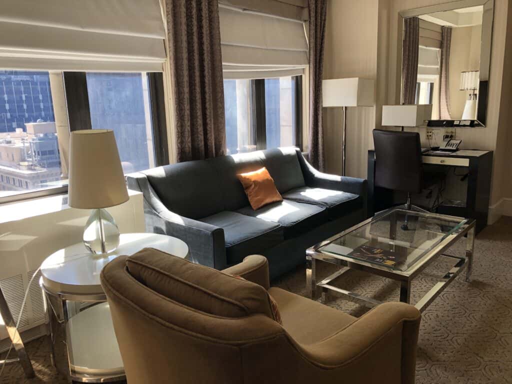 living area of a 1 bedroom suite at The Benjamin