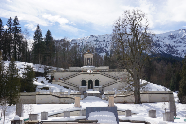 Germany-linderhof palace gardens in winter