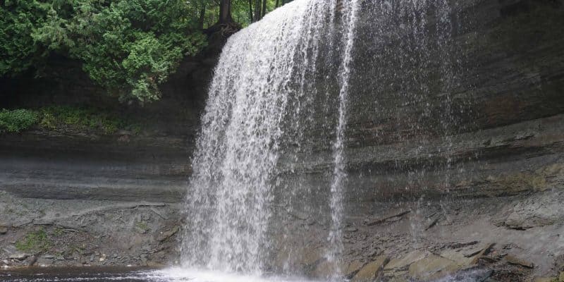falls in wooded area