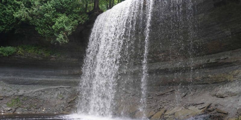 manitoulin island-bridal veil falls in wooded area