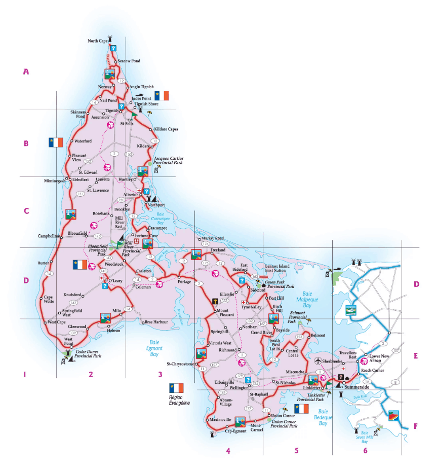 map of north cape coastal drive in prince edward island
