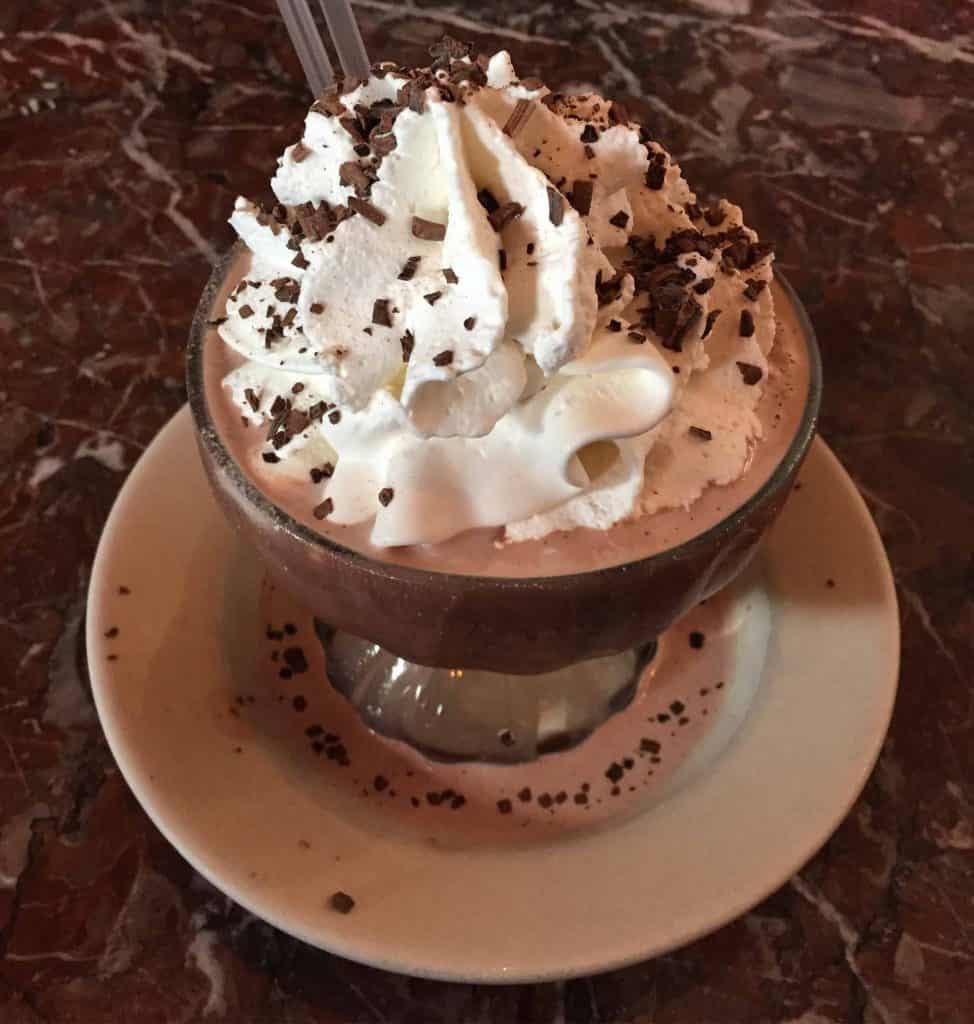 glass of hot chocolate with whipped cream