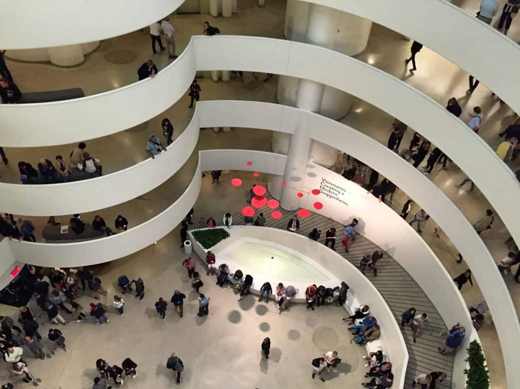 looking down to main floor of guggenheim in new york