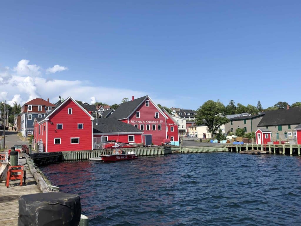 nova scotia lighthouse route-lunenburg-red wooden buildings on waterfront