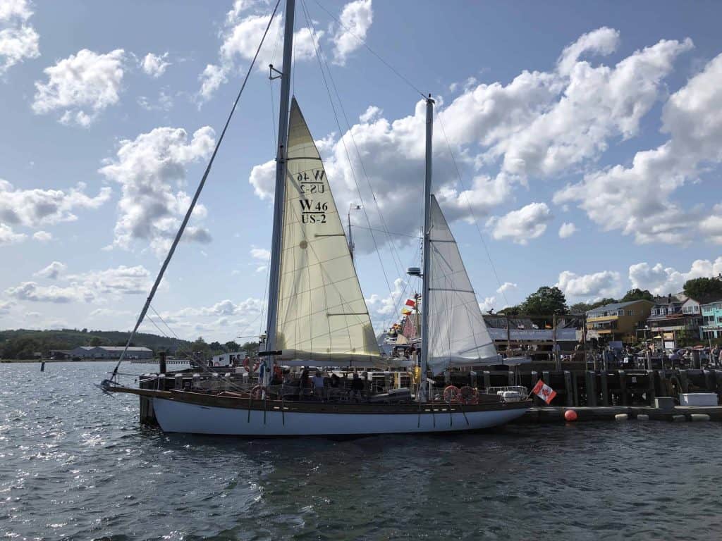 sailboat docked in harbour