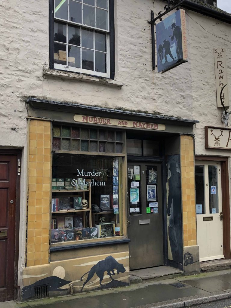 exterior of Murder & Mayhem bookshop in Hay-on-Wye, Wales