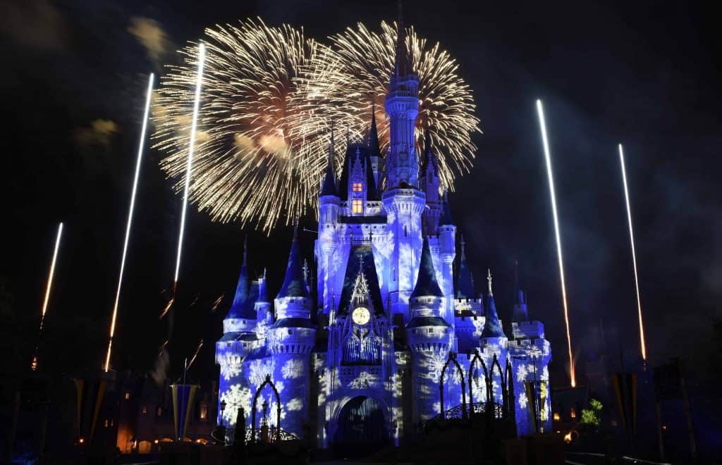 fireworks over cinderella's castle at disney world
