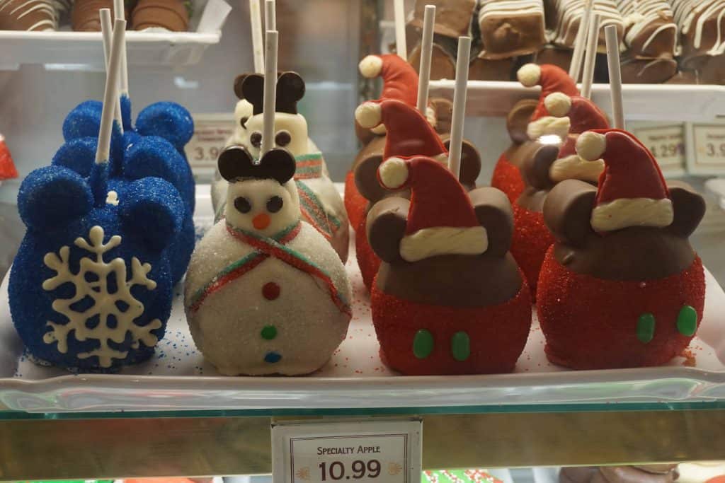 sugar coated christmas themed candy apples